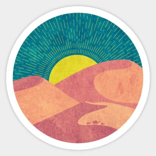 Camels in desert minimalist Sticker